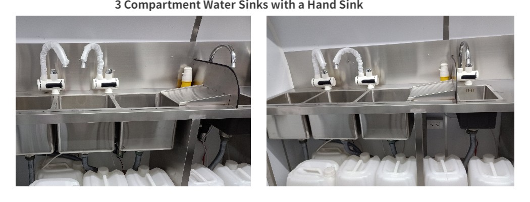3 compartment water skins with a hand sink